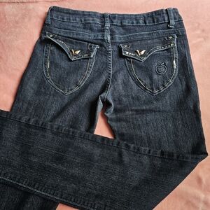 Apple Bottoms Classic Y2K Low Rise Apple Pocket Jeans Straight Leg 2000s